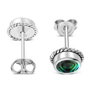 Abalone Shell Round Stud Silver Earrings - e369